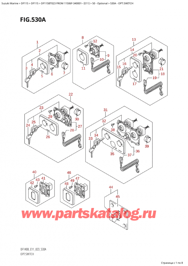  ,   ,  Suzuki  DF115B TL / TX FROM 11506F-340001~  (E11) - 2023  2023 , :  - Opt:switch