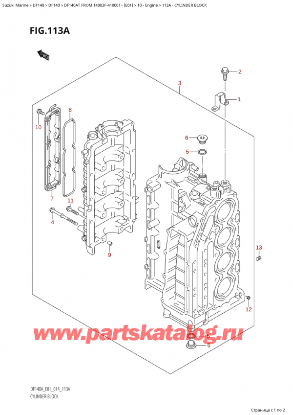   ,   , Suzuki Suzuki DF140A TL / TX FROM 14003F-410001~  (E01) - 2014, Cylinder Block /  