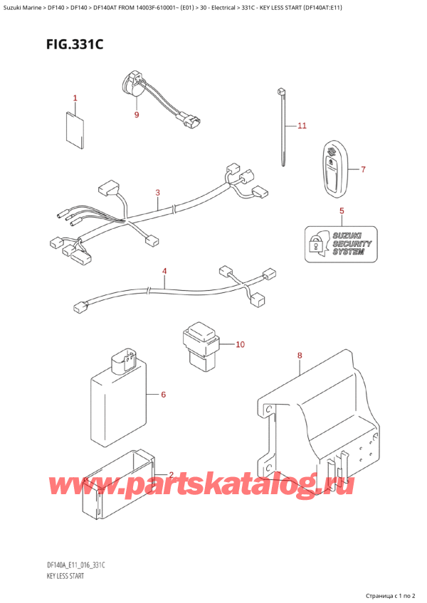   ,   , Suzuki   DF140A TL / TX FROM 14003F-610001~  (E01 016) , Key Less Start (Df140At:e11)