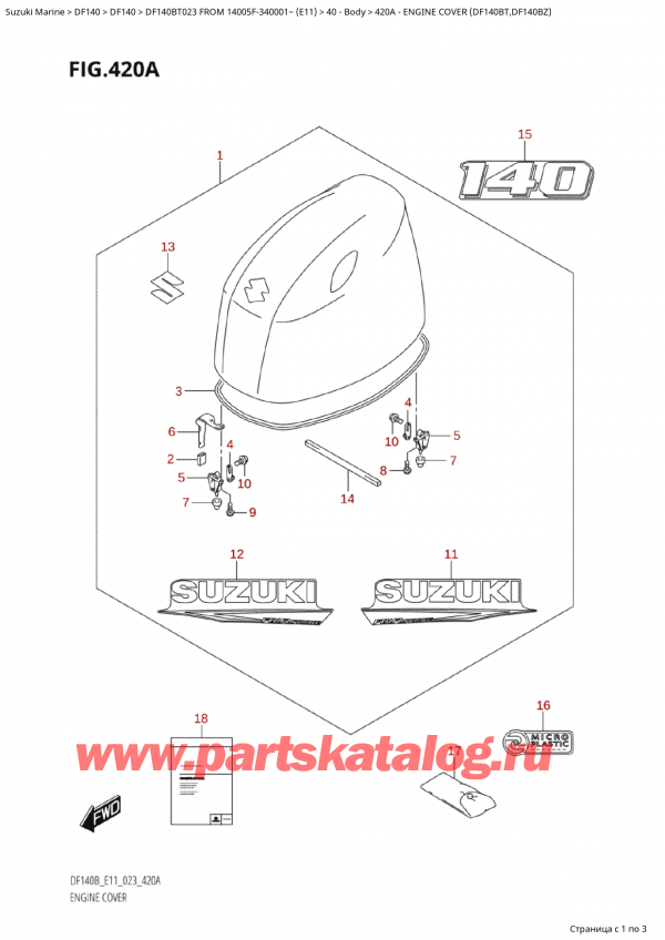  ,    , SUZUKI Suzuki DF140B TL / TX FROM 14005F-340001~  (E11) - 2023, Engine Cover (Df140Bt,Df140Bz)