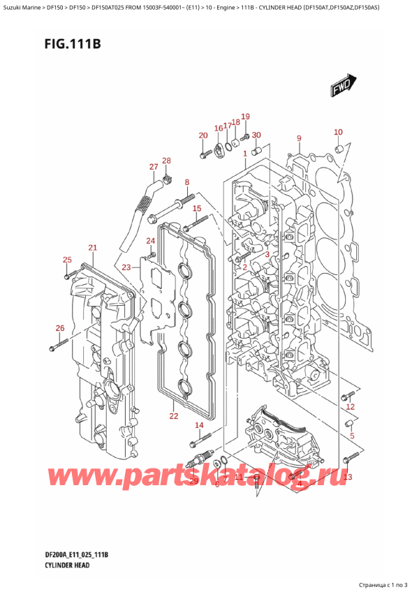  ,   , Suzuki DF150A TL / TX FROM 15003F-540001~ (E11 025)  2025 , Cylinder  Head (Df150At,Df150Az,Df150As)