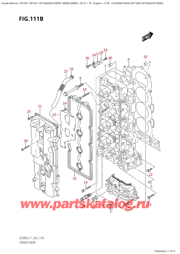   ,    , Suzuki Suzuki DF150A ZL / ZX FROM 15003Z-440001~  (E11 024)  2024 ,    (Df150At, Df150Az, Df150As) - Cylinder  Head (Df150At,Df150Az,Df150As)