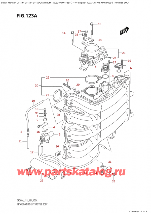   ,  , SUZUKI Suzuki DF150A ZL / ZX FROM 15003Z-440001~  (E11 024), Intake Manifold / Throttle Body -   /  