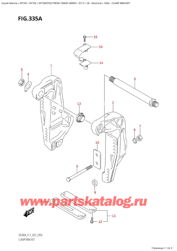  ,   , SUZUKI Suzuki DF150A TL / TX FROM 15003F-340001~  (E11) - 2023  2023 , Clamp Bracket /  