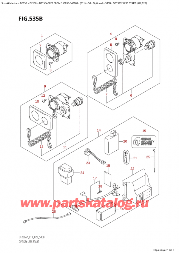   ,  , Suzuki Suzuki DF150AP L / X FROM 15003P-340001~  (E11) - 2023  2023 , Opt:key Less Start (022,023)