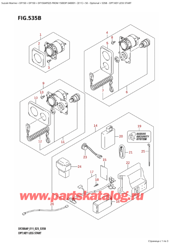  ,   , SUZUKI DF150AP L / X FROM 15003P-540001~ (E11 025)  2025 , Opt:key Less Start