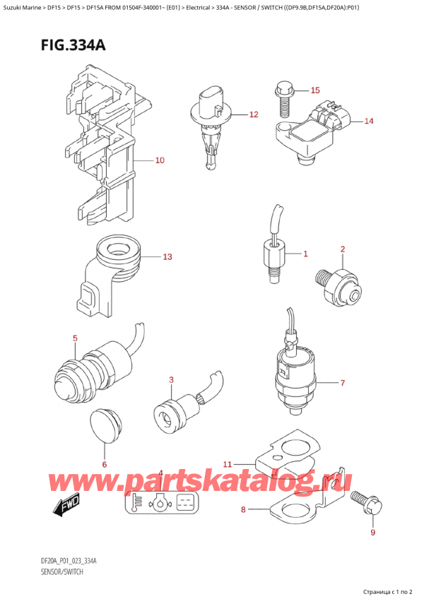  ,   , Suzuki Suzuki DF15A S / L FROM 01504F-340001~ (E01) - 2023, Sensor / Switch ((Df9.9B,Df15A,Df20A):P01)