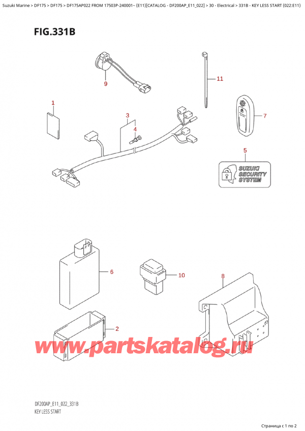 ,   , SUZUKI Suzuki DF175AP L / X FROM 17503P-240001~  (E11) - 2022, Key Less  Start  (022:E11)