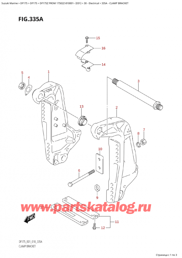   ,    , Suzuki Suzuki DF175Z L / X FROM 17502Z-810001~  (E01) - 2018,   - Clamp Bracket