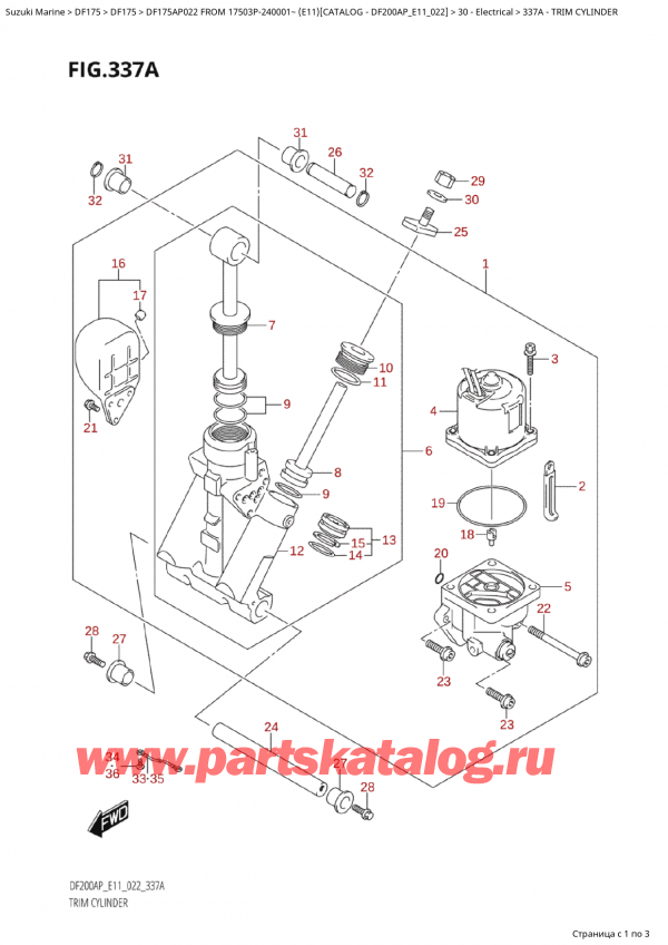  ,   , SUZUKI Suzuki DF175AP L / X FROM 17503P-240001~  (E11) - 2022  2022 , Trim  Cylinder