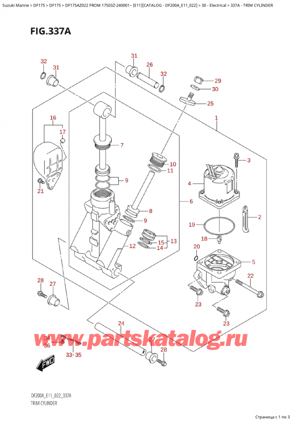 , , Suzuki Suzuki DF175A ZL / ZX FROM  17503Z-240001~  (E11) - 2022, Trim  Cylinder -  