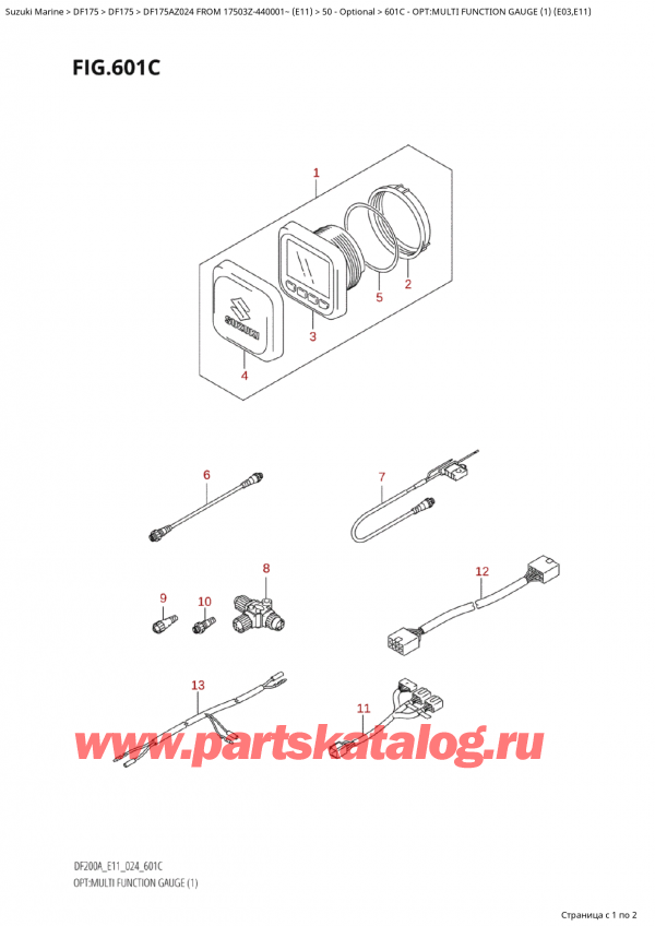  ,  , Suzuki Suzuki DF175A ZL / ZX FROM 17503Z-440001~  (E11 024), : multi Function Gauge (1) (E03, E11)