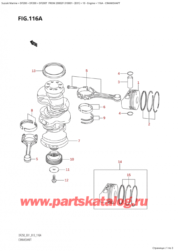 ,   , Suzuki Suzuki DF250T X / XX FROM 25003F-310001~  (E01 013)  2013 ,  - Crankshaft