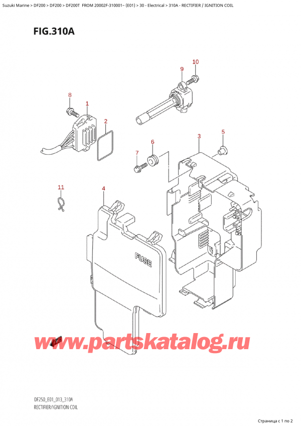  ,   , Suzuki Suzuki DF250T X / XX FROM 25003F-310001~  (E01 013)  2013 , Rectifier / Ignition Coil