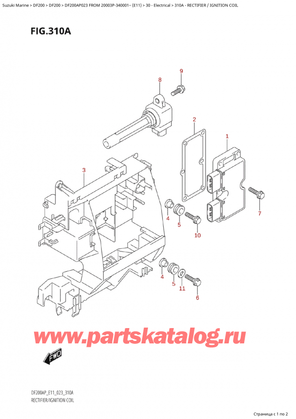   ,  , SUZUKI Suzuki DF200AP L / X FROM 20003P-340001~  (E11) - 2023, Rectifier / Ignition Coil