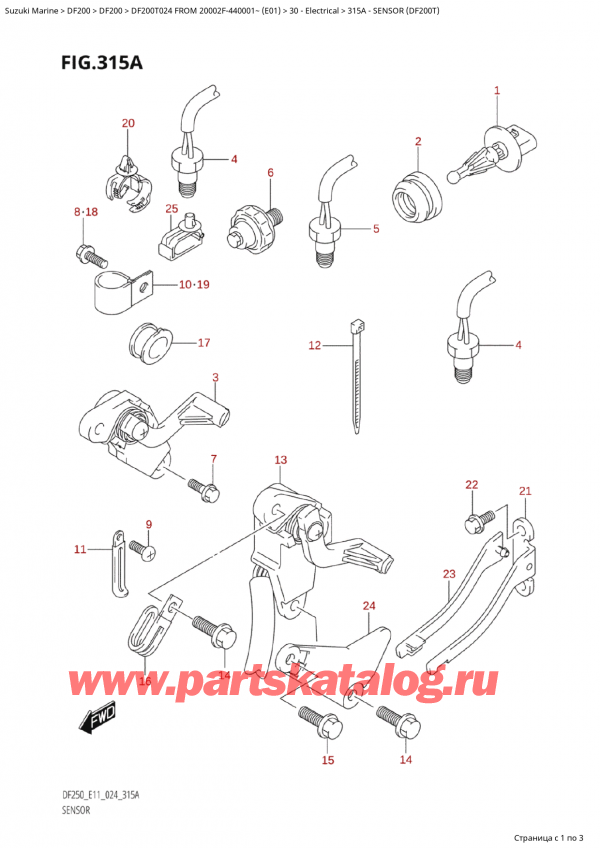  , ,  Suzuki DF200T X / XX FROM 20002F-440001~  (E01 024)  2024 , Sensor (Df200T) -  (Df200T)