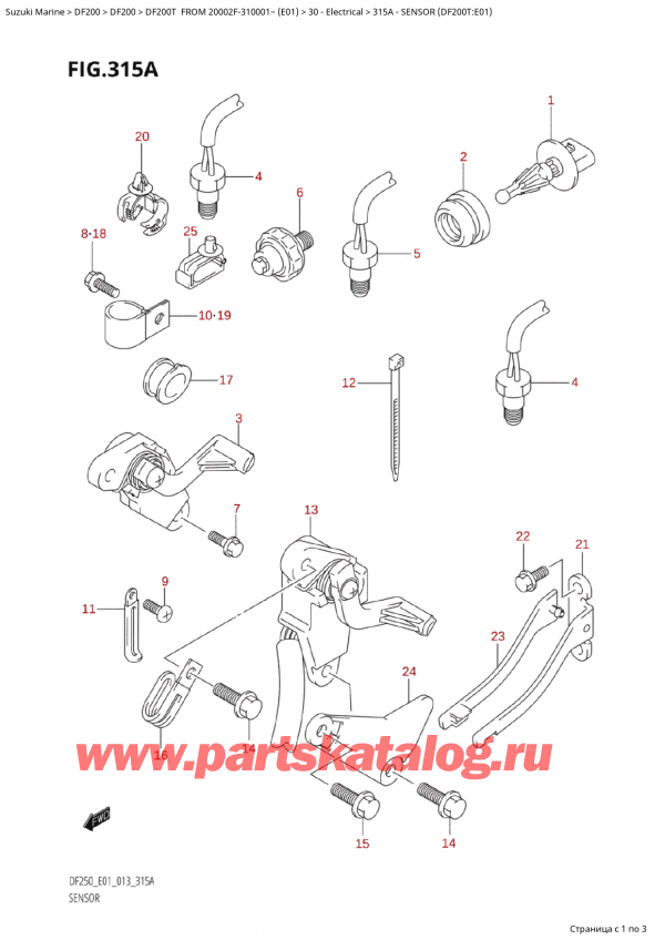   ,    , Suzuki Suzuki DF200T X / XX FROM 20002F-310001~  (E01 013)  2013 , Sensor (Df200T:e01) /  (Df200T: e01)