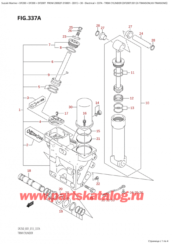   , ,  Suzuki DF250T X / XX FROM 25003F-310001~  (E01 013), Trim  Cylinder  (Df200T:e01:(XTransom,XxTransom)) -   (Df200T: e01: (XTransom, XxTransom) )