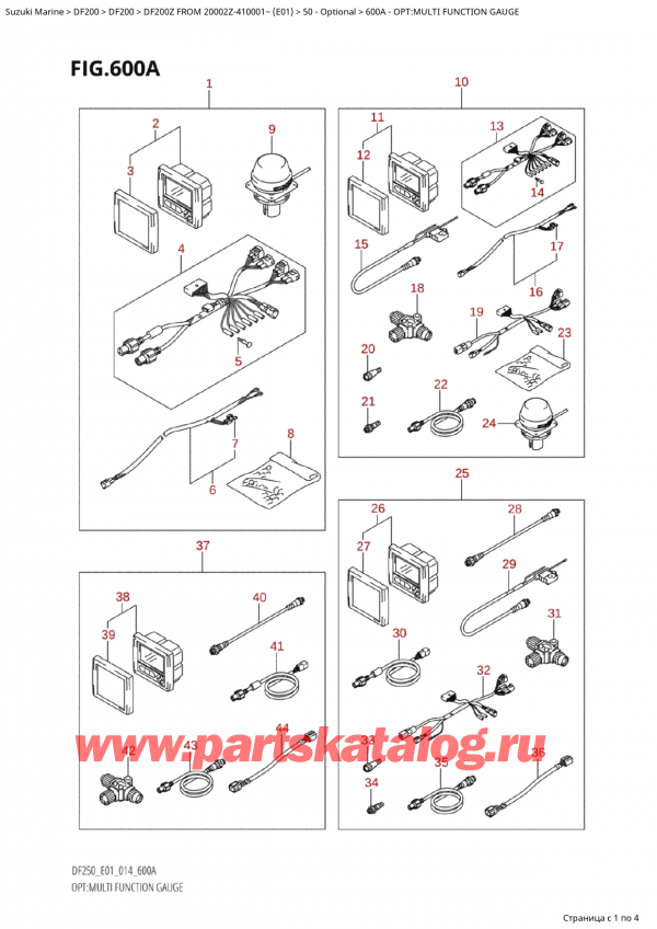   ,   , Suzuki Suzuki DF200Z X / XX FROM 20002Z-410001~  (E01) - 2014  2014 , : multi Function Gauge / Opt:multi Function Gauge