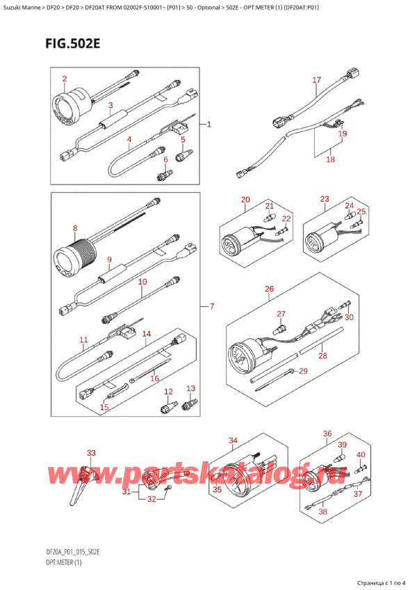  ,   , SUZUKI Suzuki DF20A TS / TL FROM 02002F-510001~  (P01 015), :  (1) (Df20At: p01) - Opt:meter (1) (Df20At:p01)