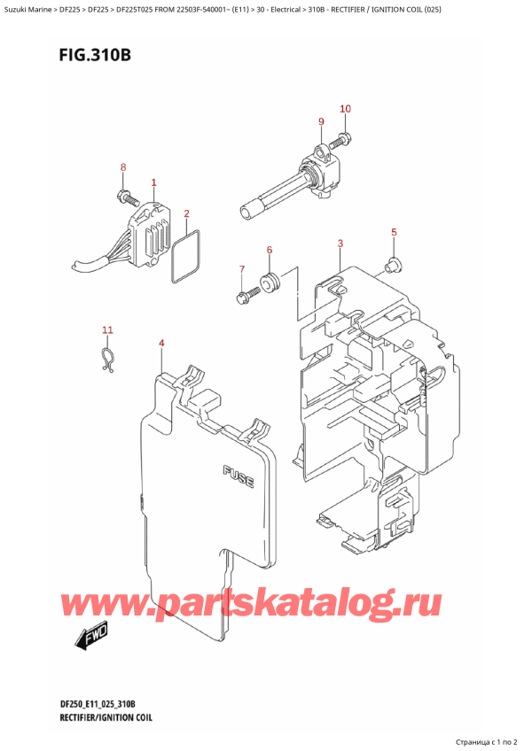  , , Suzuki DF225T X / XX FROM  22503F-540001~ (E11 025),  /   (025) / Rectifier / Ignition Coil (025)