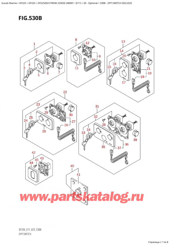   ,    , SUZUKI Suzuki DF225Z X / XX FROM 22503Z-340001~  (E11) - 2023, :  (022, 023) - Opt:switch (022,023)