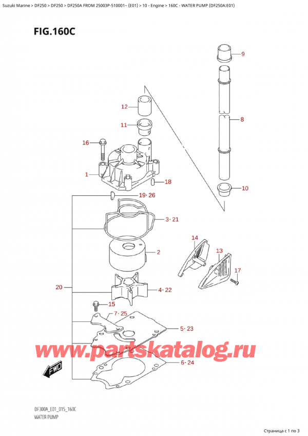   ,   ,  Suzuki DF250AP X / XX FROM 25003P-510001~  (E01 015)  2015 , Water Pump (Df250A:e01) /   (Df250A: e01)