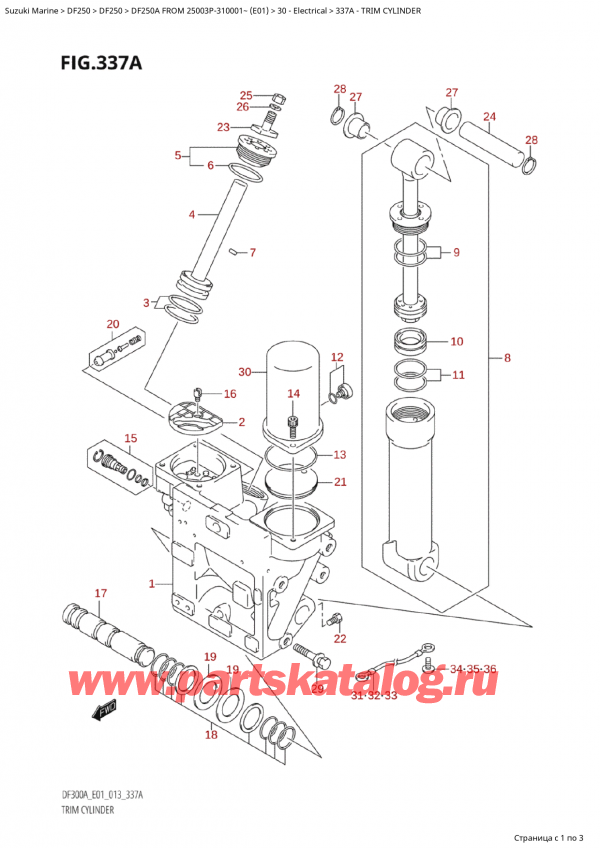  ,    , Suzuki Suzuki DF250AP X / XX FROM 25003P-310001~  (E01 013)  2015 , Trim Cylinder