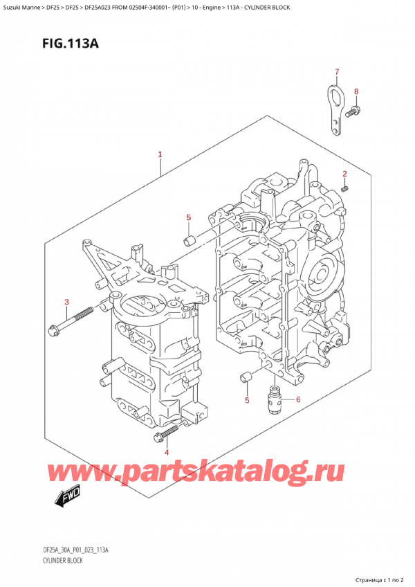 ,   , Suzuki Suzuki DF25A S / L FROM 02504F-340001~  (P01) - 2023, Cylinder Block -  