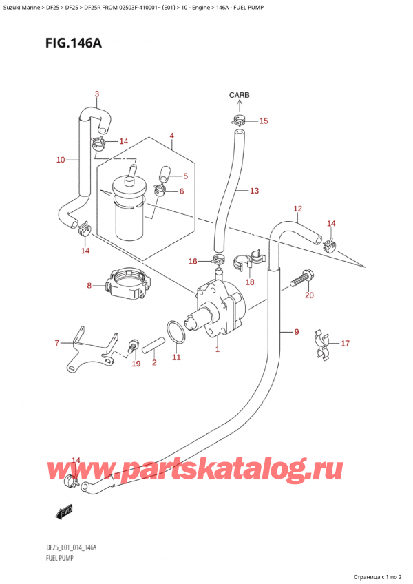  ,  , Suzuki Suzuki DF25R S /L FROM 02503F-410001~  (E01) - 2014,  