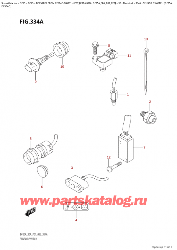  ,   , Suzuki Suzuki DF25A S FROM 02504F-240001~ (P01) - 2022  2022 ,    (Df25A, / Sensor / Switch (Df25A,