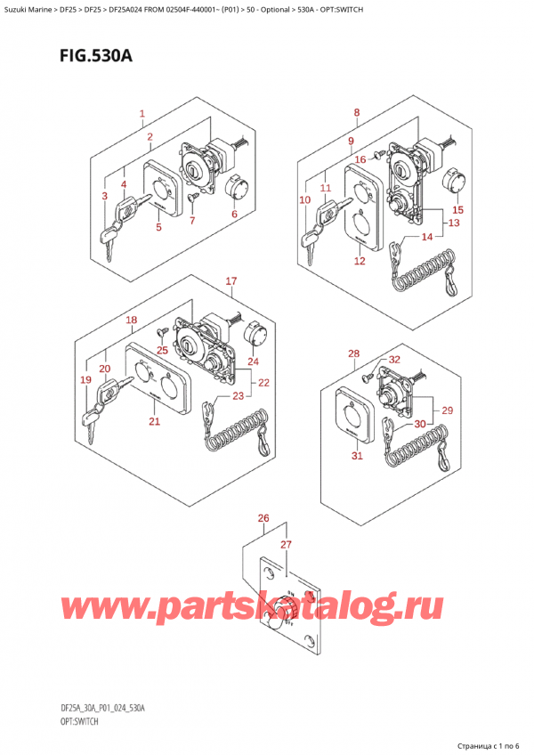   , , Suzuki Suzuki DF25A S / L FROM 02504F-440001~  (P01 024)  2024 , Opt:switch / : 