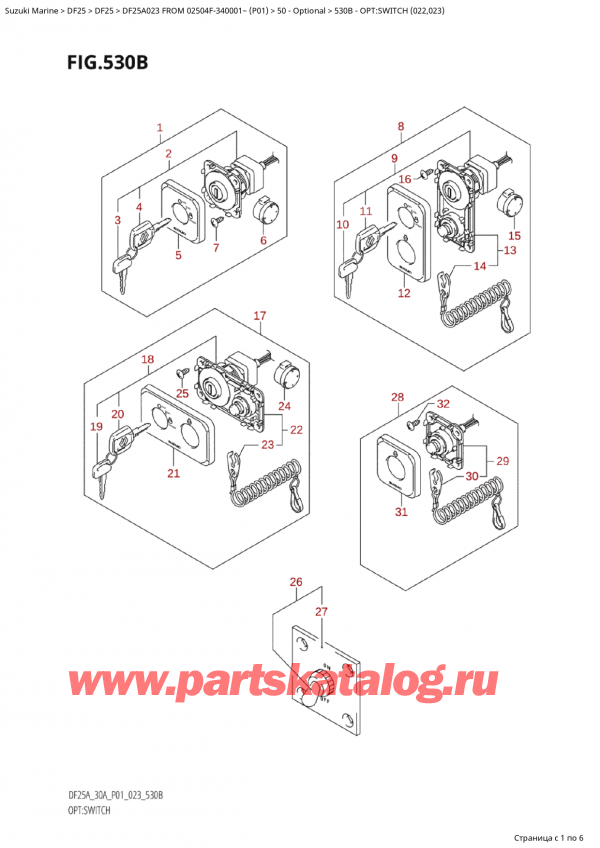  ,    , Suzuki Suzuki DF25A S / L FROM 02504F-340001~  (P01) - 2023  2023 , :  (022, 023)