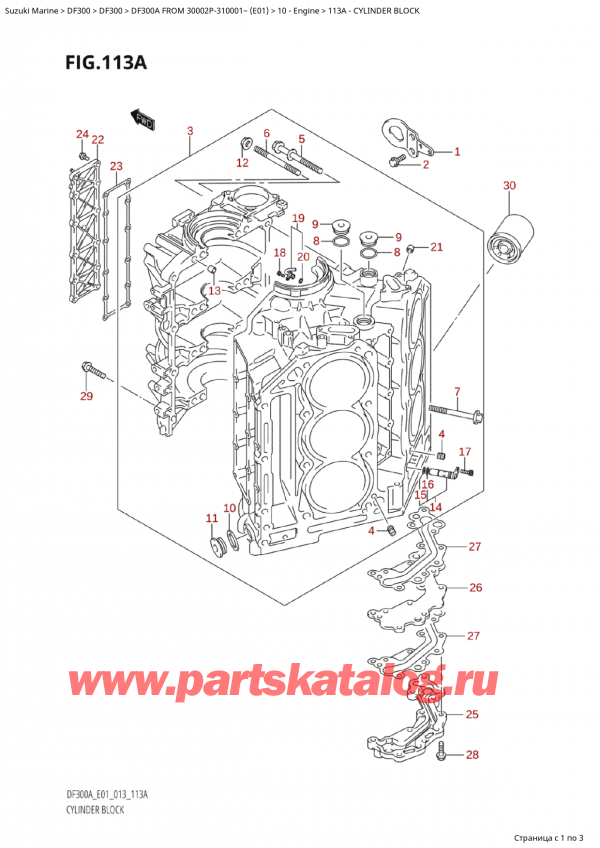  ,   , Suzuki Suzuki DF300AP X / XX FROM 30002P-310001~  (E01 013)  2013 , Cylinder Block