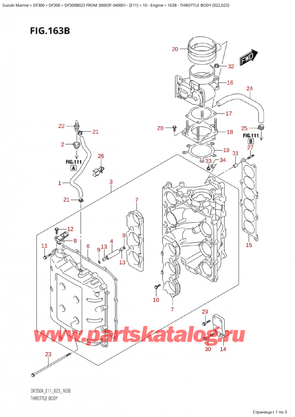 ,  ,  Suzuki DF300B X / XX FROM 30003F-340001~  (E11) - 2023  2023 , Throttle Body (022,023)