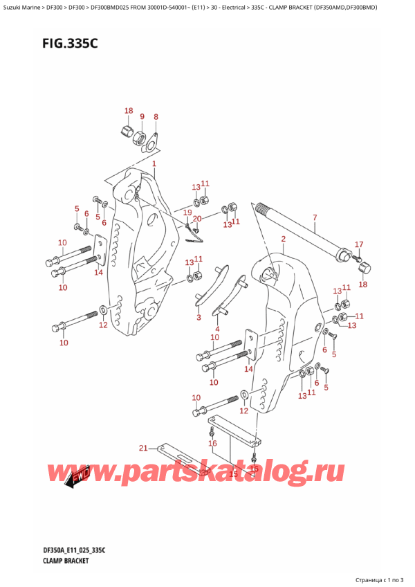  ,   , SUZUKI DF300B MD FROM 30001D-540001~ (E11 025)  2025 , Clamp  Bracket (Df350Amd,Df300Bmd)