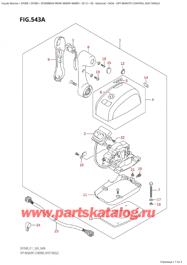   ,   , SUZUKI Suzuki DF300B X / TXX FROM 30003F-440001~ (E11 024), Opt:remote  Control  Assy  Single