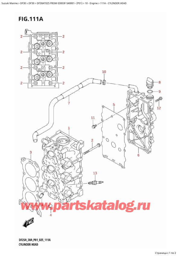 ,    ,  DF30AT S-L FROM 03003F-540001~ (P01 025), Cylinder Head