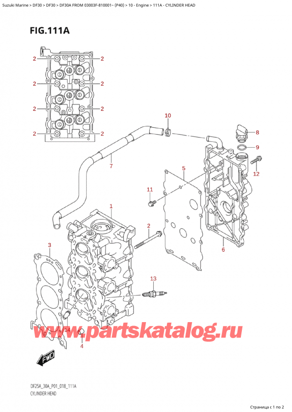 ,   , Suzuki Suzuki DF30A S / L FROM 03003F-810001~  (P40) - 2018  2018 , Cylinder Head