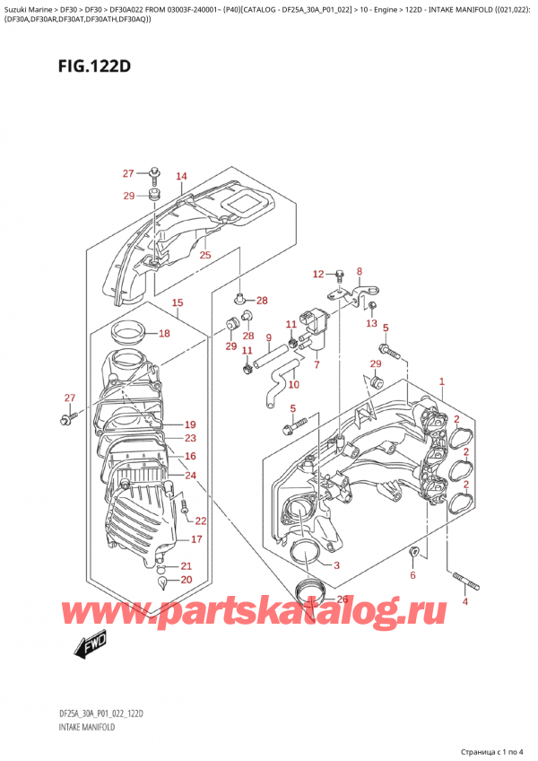  ,  ,  Suzuki DF30A S / L FROM 03003F-240001~  (P40) - 2022  2022 , Intake  Manifold ((021,022):