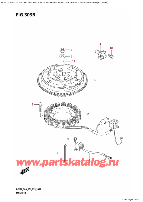 ,   , Suzuki DF30AR S-L FROM 03003F-540001~ (P01 025)  2025 , Magneto (EStarter)