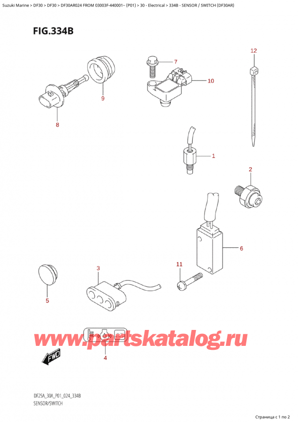 ,   , Suzuki Suzuki DF30AR S / L FROM 03003F-440001~  (P01 024), Sensor / Switch (Df30Ar)