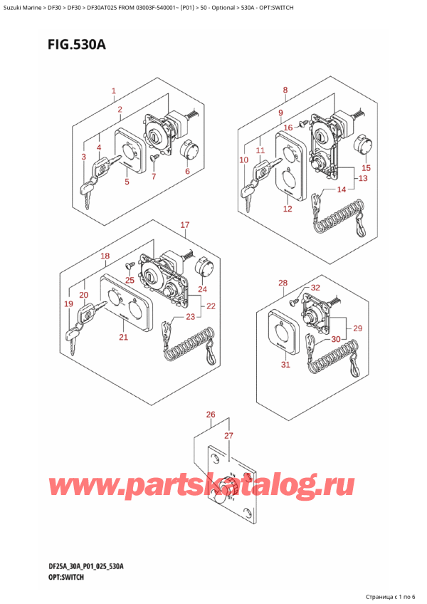  ,   , Suzuki DF30AT S-L FROM 03003F-540001~ (P01 025)  2025 , Opt:switch