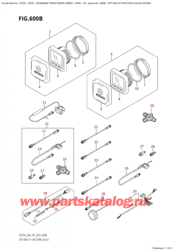 ,  , Suzuki Suzuki DF30A S / L FROM 03003F-440001~  (P40 024)  2024 , Opt:multi  Function Gauge (Df30A) - : multi Function Gauge (Df30A)