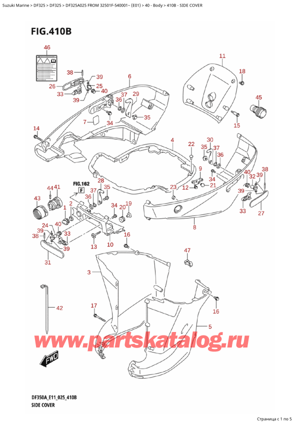  ,   , Suzuki DF325AT X / XX FROM 32501F-540001~ (E01 025)  2025 , Side Cover /  