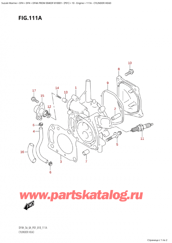   ,    , Suzuki Suzuki DF4A S / L FROM  00403F-810001~ (P01 018)  2018 ,    - Cylinder Head