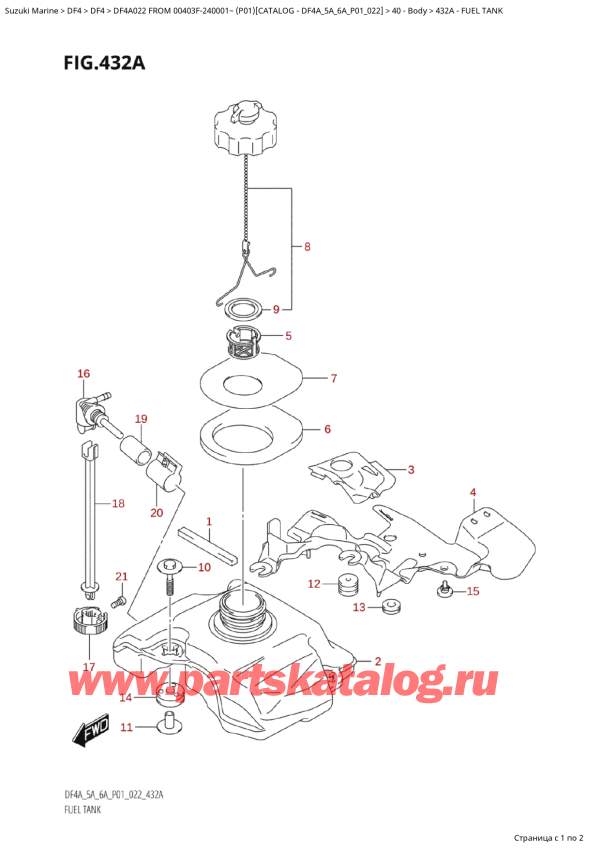  ,    , Suzuki DF4A S / L FROM 00403F-240001~ (P01 022), Fuel Tank -  