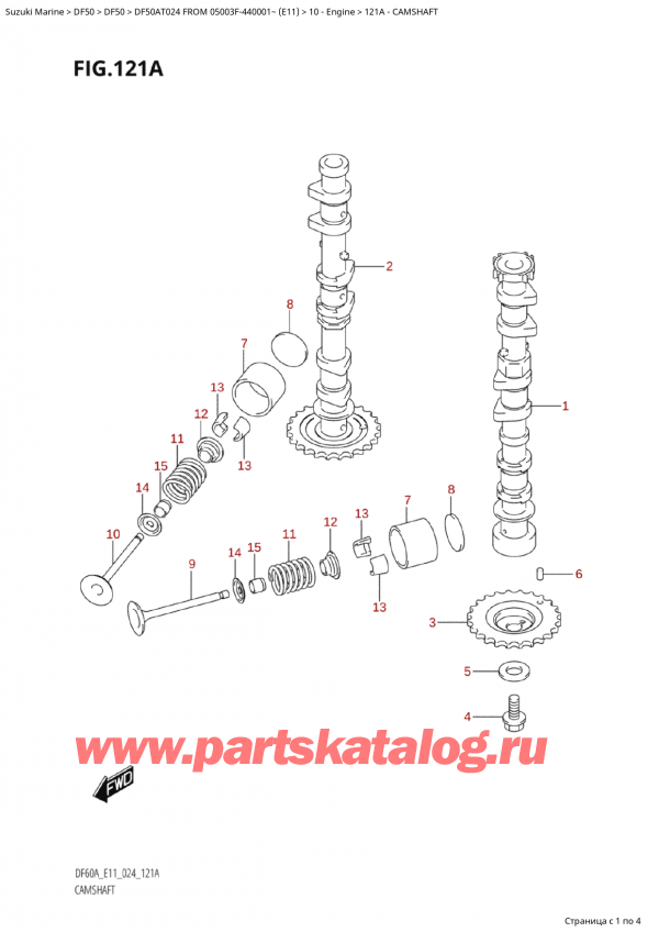  ,   , Suzuki Suzuki DF50A TS / TL FROM 05003F-440001~  (E11 024), Camshaft