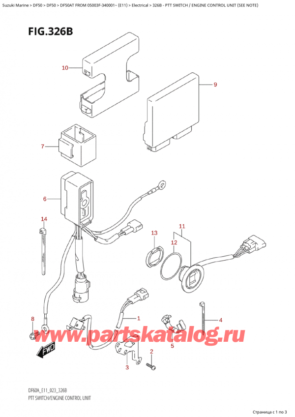  ,   , Suzuki Suzuki DF50A TS / TL FROM 05003F-340001~ (E11) - 2023  2023 , Ptt Switch / Engine Control  Unit  (See  Note)