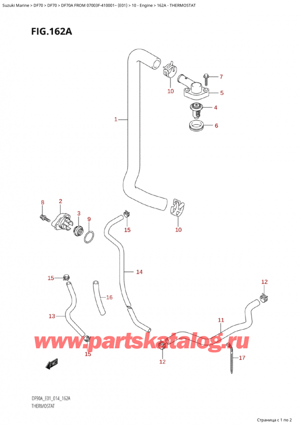   ,   , Suzuki Suzuki DF70A TS / TL FROM 07003F-410001~  (E01) - 2014, Thermostat - 